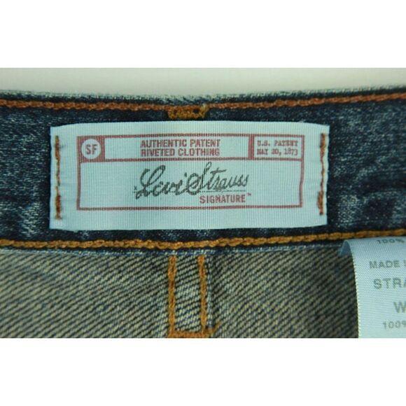 Levi Strauss Signature Jeans Blue Denim 100% Cotton Straight Fit Mens 36/30 - Picture 4 of 6